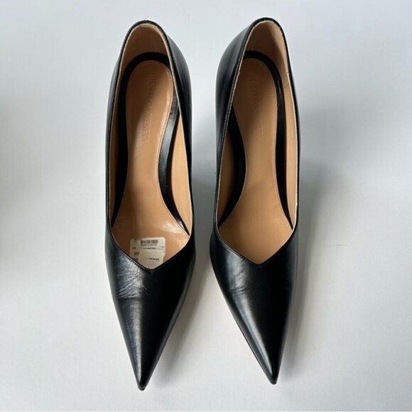 Bottega Veneta Punta Gloss Leather Black Wedge Pumps size 38.5 - Picture 5 of 6